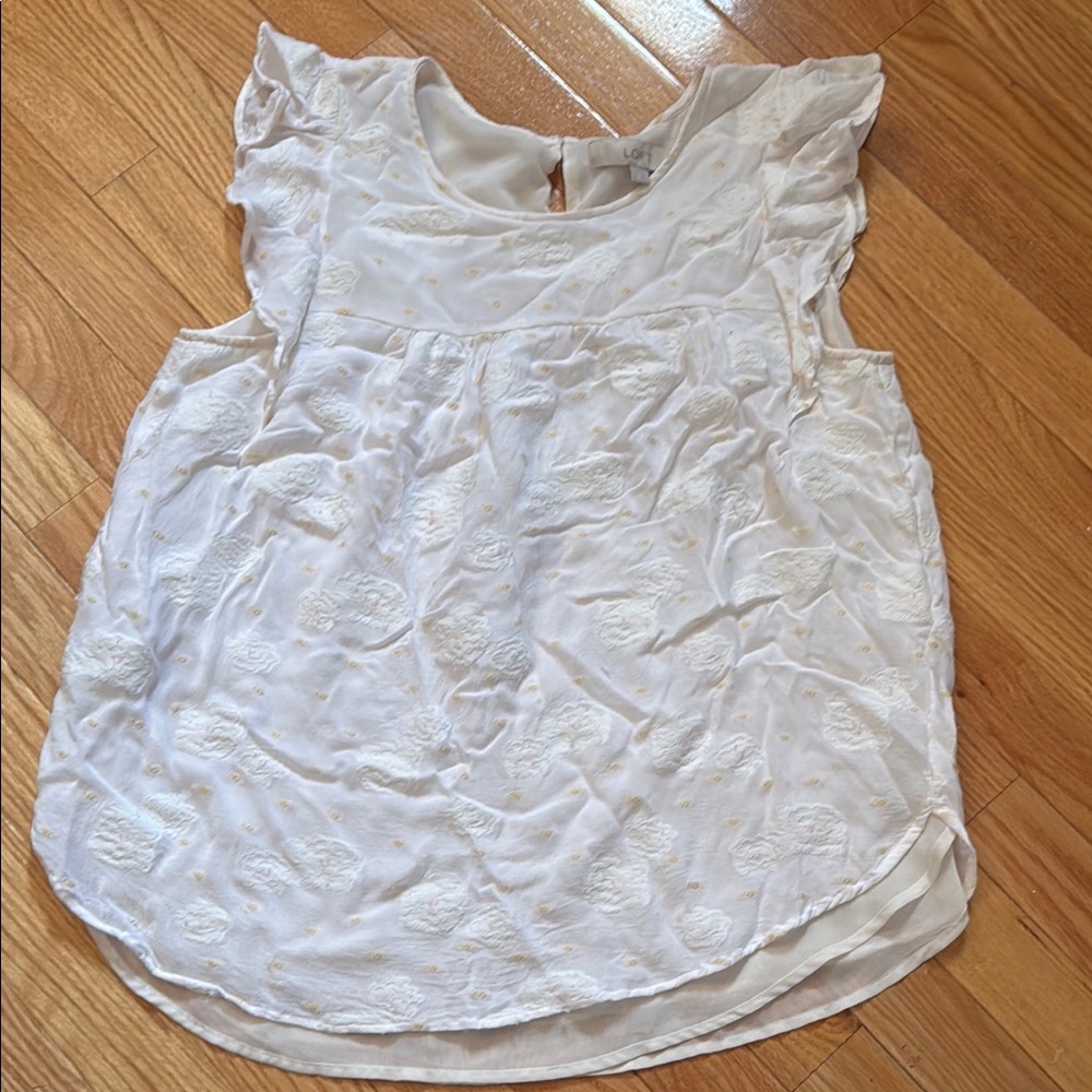 White Floral Textured Sleeveless Blouse